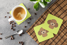 Load image into Gallery viewer, Checkerboard Lime Green Chocolate Brown Poodle Coasters - Set of 4 Lightweight Foam, Absorbent Drink Coasters BB1318FC