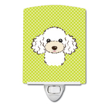 Load image into Gallery viewer, Checkerboard Lime Green White Poodle Ceramic Night Light BB1319CNL