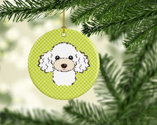 Load image into Gallery viewer, Checkerboard Lime Green White Poodle Ceramic Ornament