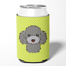 Load image into Gallery viewer, Checkerboard Lime Green Silver Gray Poodle Can or Bottle Hugger BB1321CC