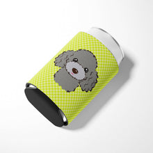 Load image into Gallery viewer, Checkerboard Lime Green Silver Gray Poodle Can or Bottle Hugger BB1321CC
