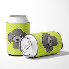 Load image into Gallery viewer, Checkerboard Lime Green Silver Gray Poodle Can or Bottle Hugger BB1321CC