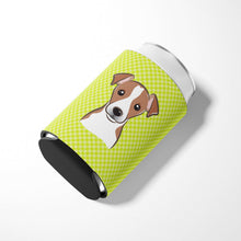 Load image into Gallery viewer, Checkerboard Lime Green Jack Russell Terrier Can or Bottle Hugger BB1322CC