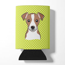 Load image into Gallery viewer, Checkerboard Lime Green Jack Russell Terrier Can or Bottle Hugger BB1322CC