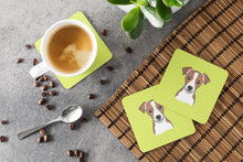Load image into Gallery viewer, Checkerboard Lime Green Jack Russell Terrier Coasters - Set of 4 Lightweight Foam, Absorbent Drink Coasters BB1322FC