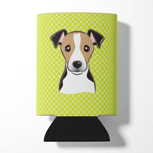 Load image into Gallery viewer, Checkerboard Lime Green Jack Russell Terrier Can or Bottle Hugger BB1323CC