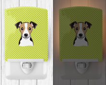 Load image into Gallery viewer, Checkerboard Lime Green Jack Russell Terrier Ceramic Night Light BB1323CNL