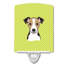 Load image into Gallery viewer, Checkerboard Lime Green Jack Russell Terrier Ceramic Night Light BB1323CNL