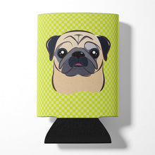 Load image into Gallery viewer, Checkerboard Lime Green Fawn Pug Can or Bottle Hugger BB1324CC
