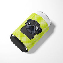 Load image into Gallery viewer, Checkerboard Lime Green Black Pug Can or Bottle Hugger BB1325CC