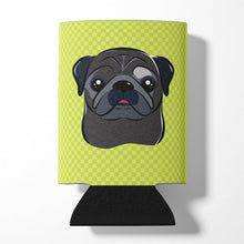 Load image into Gallery viewer, Checkerboard Lime Green Black Pug Can or Bottle Hugger BB1325CC
