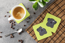 Load image into Gallery viewer, Checkerboard Lime Green Black Pug Coasters - Set of 4 Lightweight Foam, Absorbent Drink Coasters BB1325FC