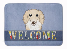 Load image into Gallery viewer, Longhair Creme Dachshund Welcome Machine Washable Memory Foam Mat BB1398RUG