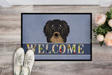 Load image into Gallery viewer, Longhair Black and Tan Dachshund Welcome Doormat - 24x36 Decorative Floor Mat – Indoor/Outdoor Rug with Artistic Flair BB1399JMAT