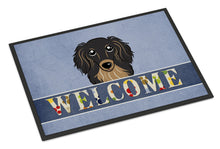 Load image into Gallery viewer, Longhair Black and Tan Dachshund Welcome Doormat - 24x36 Decorative Floor Mat – Indoor/Outdoor Rug with Artistic Flair BB1399JMAT