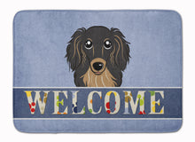 Load image into Gallery viewer, Longhair Black and Tan Dachshund Welcome Machine Washable Memory Foam Mat BB1399RUG