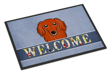 Load image into Gallery viewer, Longhair Red Dachshund Welcome Doormat - 24x36 Decorative Floor Mat – Indoor/Outdoor Rug with Artistic Flair BB1400JMAT