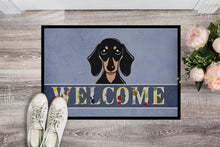 Load image into Gallery viewer, Smooth Black and Tan Dachshund Welcome Doormat - 24x36 Decorative Floor Mat – Indoor/Outdoor Rug with Artistic Flair BB1401JMAT
