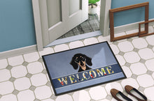 Load image into Gallery viewer, Smooth Black and Tan Dachshund Welcome Doormat - 24x36 Decorative Floor Mat – Indoor/Outdoor Rug with Artistic Flair BB1401JMAT