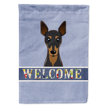 Load image into Gallery viewer, Min Pin Welcome Flag Canvas House Size BB1426CHF