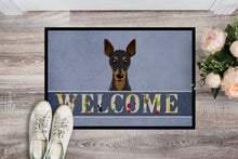 Load image into Gallery viewer, Min Pin Welcome Doormat - 24x36 Decorative Floor Mat – Indoor/Outdoor Rug with Artistic Flair BB1426JMAT