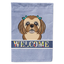 Load image into Gallery viewer, Chocolate Brown Shih Tzu Welcome Flag Canvas House Size BB1435CHF