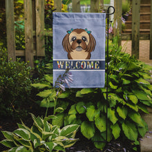 Load image into Gallery viewer, Chocolate Brown Shih Tzu Welcome Garden Flag – Decorative Outdoor Yard Flag BB1435GF
