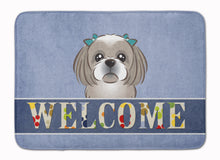 Load image into Gallery viewer, Gray Silver Shih Tzu Welcome Machine Washable Memory Foam Mat BB1436RUG