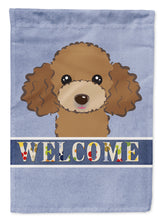 Load image into Gallery viewer, Chocolate Brown Poodle Welcome Garden Flag – Decorative Outdoor Yard Flag BB1442GF