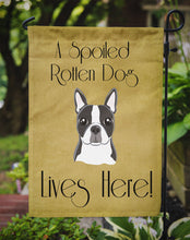 Load image into Gallery viewer, Boston Terrier Spoiled Dog Lives Here Garden Flag – Funny Gold Background Dog Decor BB1451GF
