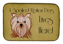 Load image into Gallery viewer, Yorkie Yorkishire Terrier Spoiled Dog Lives Here Dish Drying Mat – Absorbent, Artistic Kitchen Essentials BB1452DDM