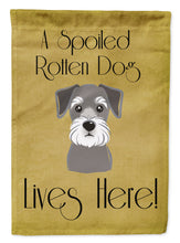 Load image into Gallery viewer, Schnauzer Spoiled Dog Lives Here Garden Flag – Funny Gold Background Dog Decor BB1454GF