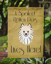 Load image into Gallery viewer, Pomeranian Spoiled Dog Lives Here Garden Flag – Funny Gold Background Dog Decor BB1455GF