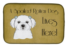 Load image into Gallery viewer, Maltese Spoiled Dog Lives Here Dish Drying Mat – Absorbent, Artistic Kitchen Essentials BB1456DDM
