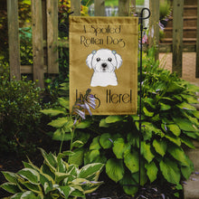 Load image into Gallery viewer, Maltese Spoiled Dog Lives Here Garden Flag – Funny Gold Background Dog Decor BB1456GF