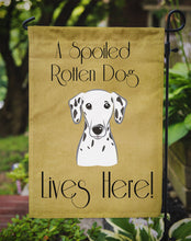 Load image into Gallery viewer, Dalmatian Spoiled Dog Lives Here Garden Flag – Funny Gold Background Dog Decor BB1458GF