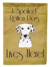 Load image into Gallery viewer, Dalmatian Spoiled Dog Lives Here Garden Flag – Funny Gold Background Dog Decor BB1458GF
