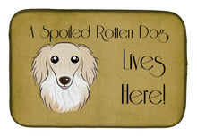 Load image into Gallery viewer, Longhair Creme Dachshund Spoiled Dog Lives Here Dish Drying Mat – Absorbent, Artistic Kitchen Essentials BB1460DDM
