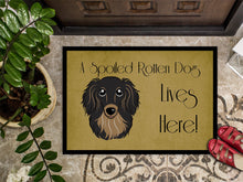 Load image into Gallery viewer, Longhair Black and Tan Dachshund Spoiled Dog Lives Here Doormat - 24x36 Decorative Floor Mat – Indoor/Outdoor Rug with Artistic Flair BB1461JMAT