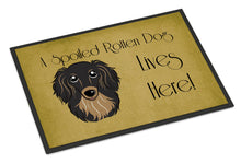 Load image into Gallery viewer, Longhair Black and Tan Dachshund Spoiled Dog Lives Here Doormat - 24x36 Decorative Floor Mat – Indoor/Outdoor Rug with Artistic Flair BB1461JMAT
