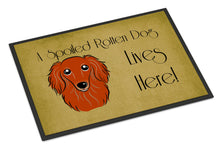 Load image into Gallery viewer, Longhair Red Dachshund Spoiled Dog Lives Here Doormat - 24x36 Decorative Floor Mat – Indoor/Outdoor Rug with Artistic Flair BB1462JMAT