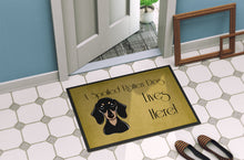 Load image into Gallery viewer, Smooth Black and Tan Dachshund Spoiled Dog Lives Here Doormat - 24x36 Decorative Floor Mat – Indoor/Outdoor Rug with Artistic Flair BB1463JMAT