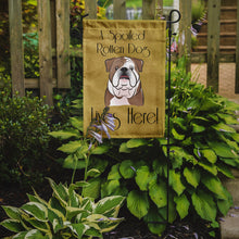 Load image into Gallery viewer, English Bulldog  Spoiled Dog Lives Here Garden Flag – Funny Gold Background Dog Decor BB1467GF