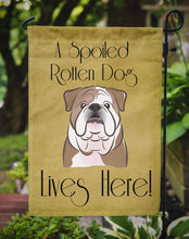 Load image into Gallery viewer, English Bulldog  Spoiled Dog Lives Here Garden Flag – Funny Gold Background Dog Decor BB1467GF