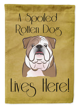 Load image into Gallery viewer, English Bulldog  Spoiled Dog Lives Here Garden Flag – Funny Gold Background Dog Decor BB1467GF