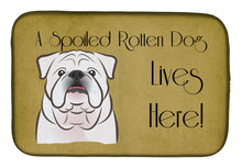 Load image into Gallery viewer, White English Bulldog  Spoiled Dog Lives Here Dish Drying Mat – Absorbent, Artistic Kitchen Essentials BB1468DDM