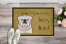 Load image into Gallery viewer, White English Bulldog  Spoiled Dog Lives Here Doormat - 24x36 Decorative Floor Mat – Indoor/Outdoor Rug with Artistic Flair BB1468JMAT
