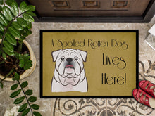 Load image into Gallery viewer, White English Bulldog  Spoiled Dog Lives Here Doormat - 24x36 Decorative Floor Mat – Indoor/Outdoor Rug with Artistic Flair BB1468JMAT