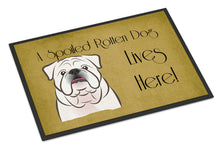 Load image into Gallery viewer, White English Bulldog  Spoiled Dog Lives Here Doormat - 24x36 Decorative Floor Mat – Indoor/Outdoor Rug with Artistic Flair BB1468JMAT