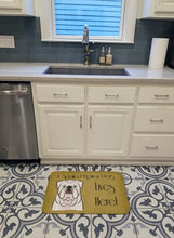 Load image into Gallery viewer, White English Bulldog  Spoiled Dog Lives Here Machine Washable Memory Foam Mat BB1468RUG